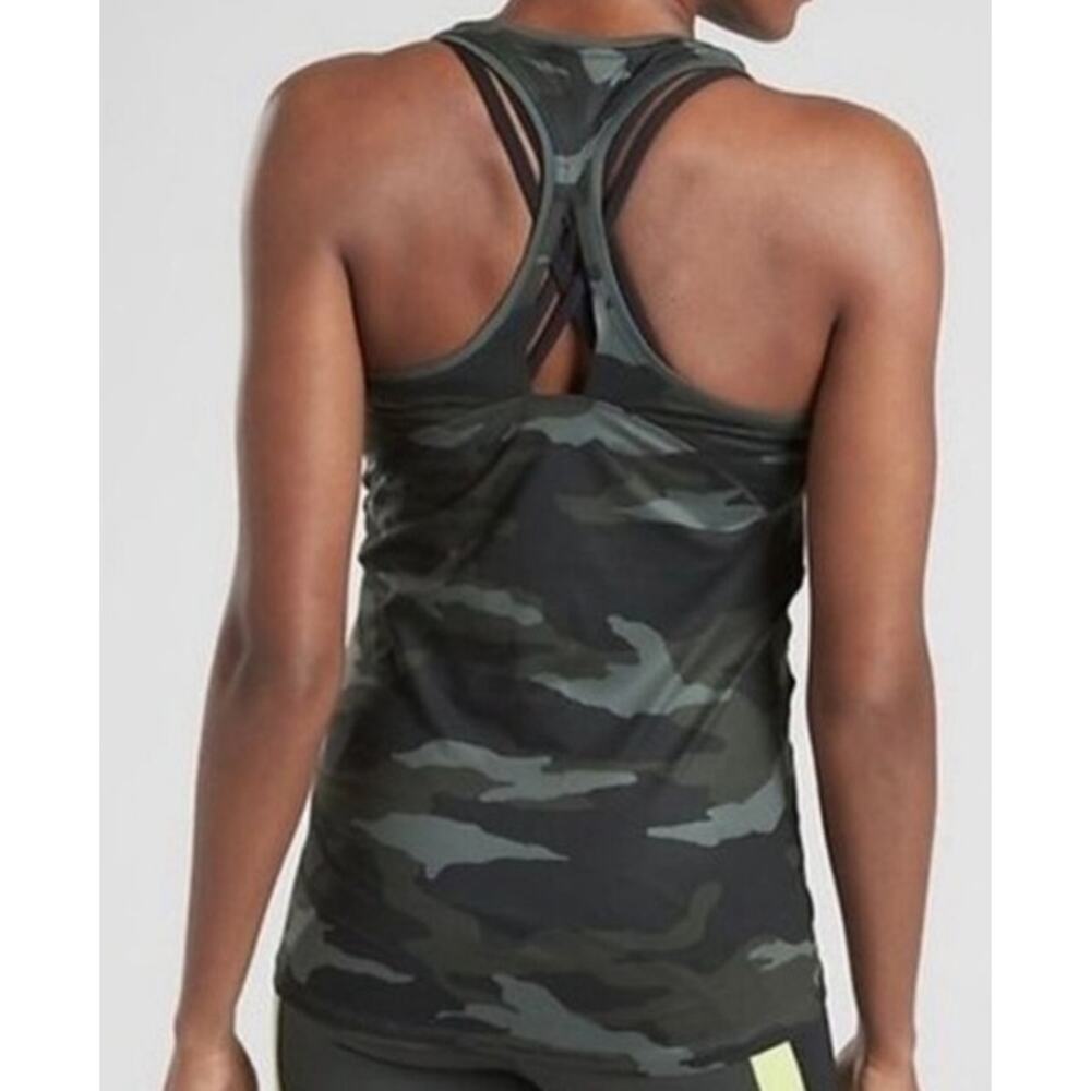 ATHLETA Limitless Camo Keyhole Tank Top Black Racerback Active Women's L - Picture 10 of 10